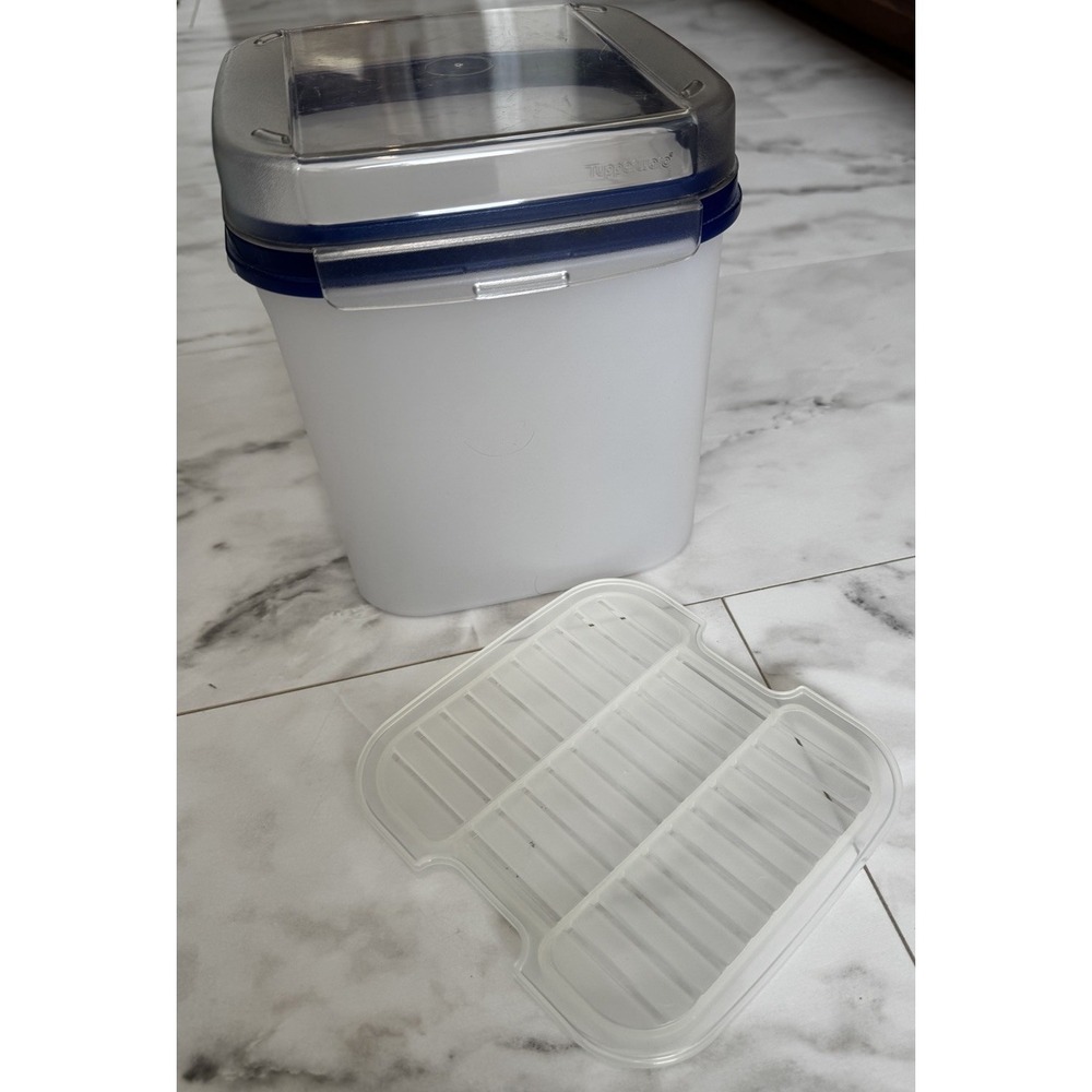 Tupperware Modular Mates Bread Keeper BLUE Seal Hinged Flip Top 17 Cup w/ Insert